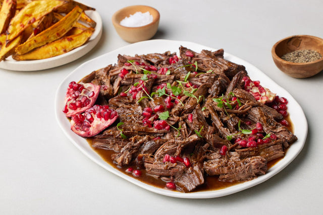 Slow Cooked Spiced Chuck Roast with Pomegranate Dressing