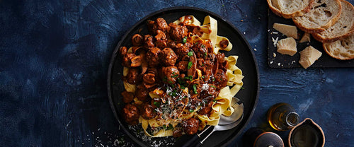 Italian Ground Venison Meatballs with Wild Mushroom Ragu