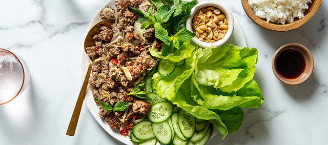 Lettuce Cups with Lamb Larb and Toasted Peanuts