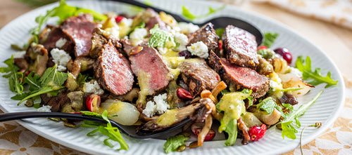 Venison Medallion Salad with Roasted Vegetables & Tarragon Vinaigrette