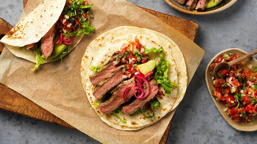 Silver Fern Farns New York Strip Steak with Red Onions and Pico de Gallo Recipe