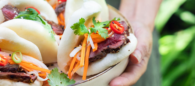 Bao Buns with Venison Steaks and Pickled Daikon