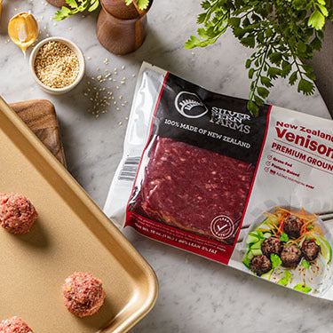 Ground venison in a packet