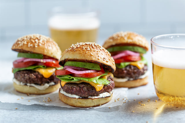 Beef Sliders with Avocado and Pickled Onions