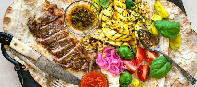 New York Strip Steak with Grilled Squash Salad