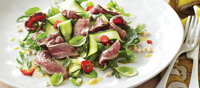 Beef Flat-Iron Steak, Zucchini & Pearl Barley Salad