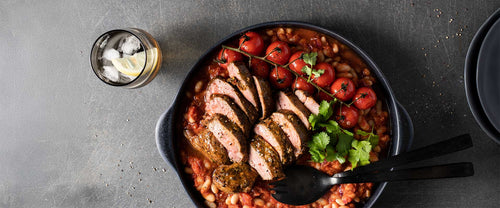 Chermoula Lamb Rumps with Roasted Vine Tomatoes