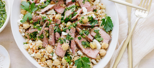 Chimichurri Lamb Medallions with Couscous and Chickpeas