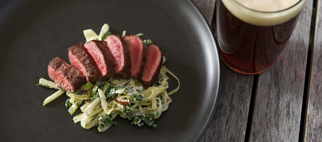 Flat-Iron Steaks with White Cabbage and Kale Slaw