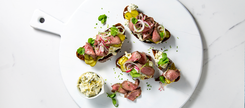 Lamb Medallions on Asian Slaw Bruschetta