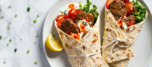 Lamb Gyros with Harissa and Tzatziki