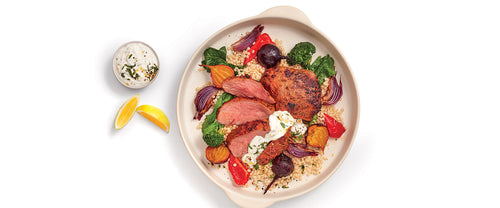Lamb Rumps with Chermoula and Roast Vegetable Salad