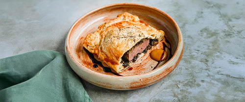 Lamb Wellington with Mushroom & Mustard