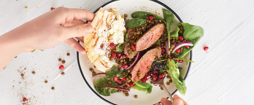 Lamb and French Puy Lentil Salad with Flatbread