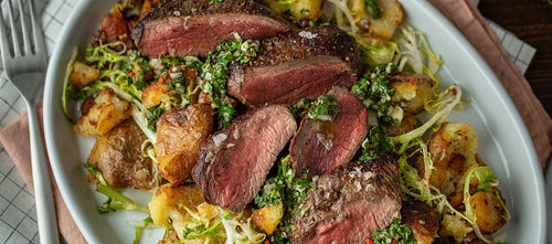 Venison Steaks with Chimichurri & Crispy Potatoes