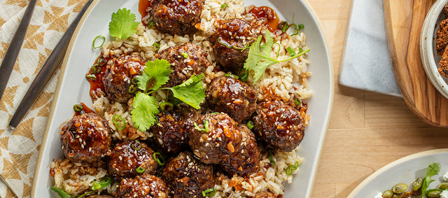 Korean-Style BBQ Meatballs With Brown Rice