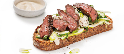 Venison Steaks with Apple Salad on Toasted Sourdough