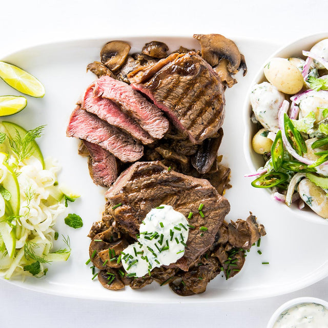 Beef Rib Eye Steak with Mushroom Sauce