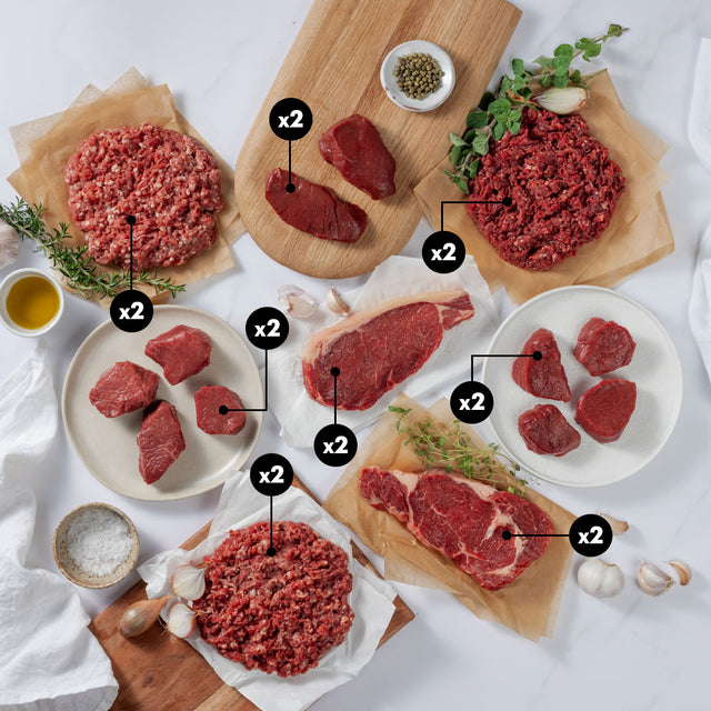 Silver Fern Farms Beef, Lamb and Venison best selection includes beef ribeye steak, beef New York strip steak, premium ground beef, venison steaks, venison medallions, premium ground venison, lamb medallions, and ground lamb