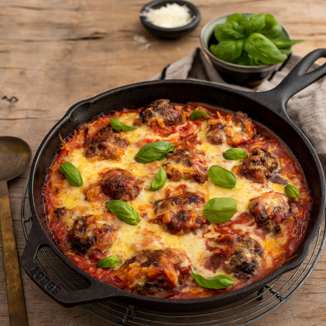 Italian-Style Ground Venison-Meatballs with Orzo in a Rustic Tomato Sauce