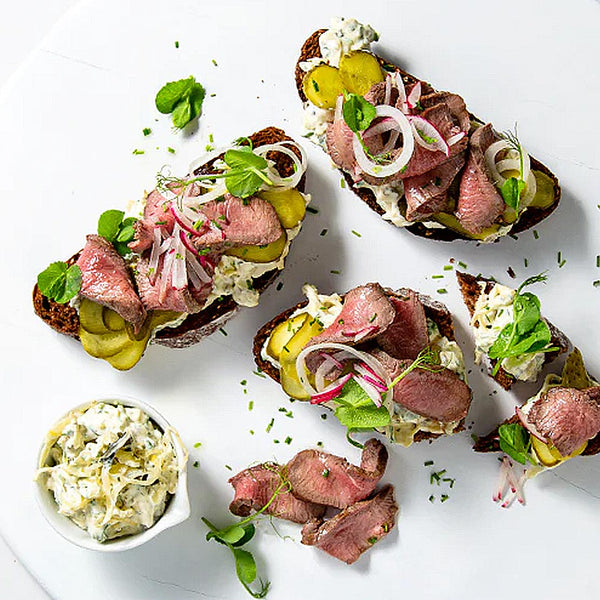 Lamb Medallions on Asian Slaw Bruschetta