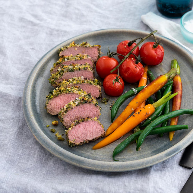 Lamb Steaks with Pistachio Mint and Parsley Crust