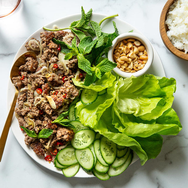 Lettuce Cups with Lamb Larb and Toasted Peanuts