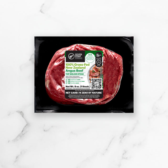 Silver Fern Farms 100% Grass-Fed Angus Beef Top Sirloin Steak in packet