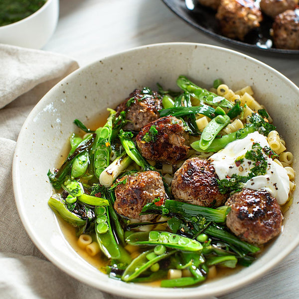 Silver Fern Farms Premium Ground Lamb - Lamb Meatballs with Scallions, Peas and Gremolata