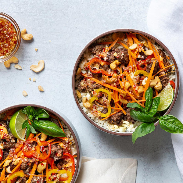 Thai Cauliflower Rice Bowl with Ground Beef