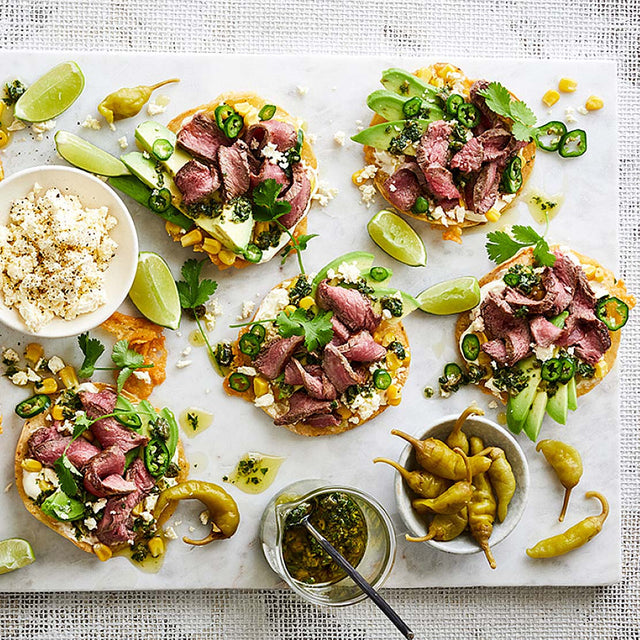 Tostadas with Top Sirloin Steaks