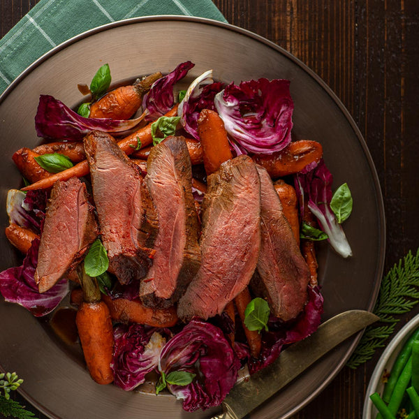 Venison Roast with Harissa, Carrots and Radicchio