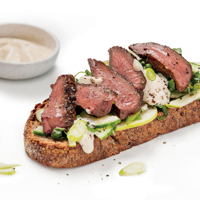 Venison Steaks with Apple Salad on Toasted Sourdough