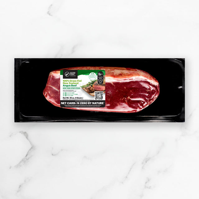 Silver Fern Farms 100% Grass-Fed Angus Beef New York Strip Steak in packet