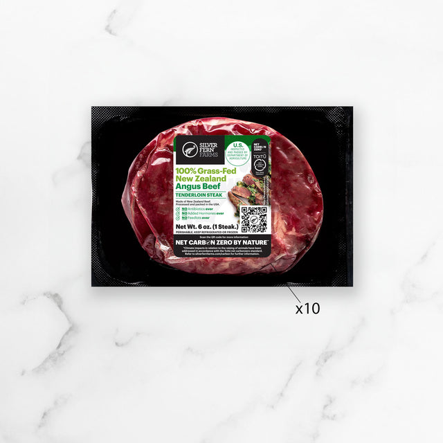 Silver Fern Farms Grass-Fed Angus Beef Tenderloin Steak in packet x10